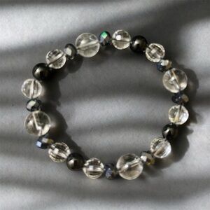 Clear Quartz & Black Tourmaline Crystal Bracelet